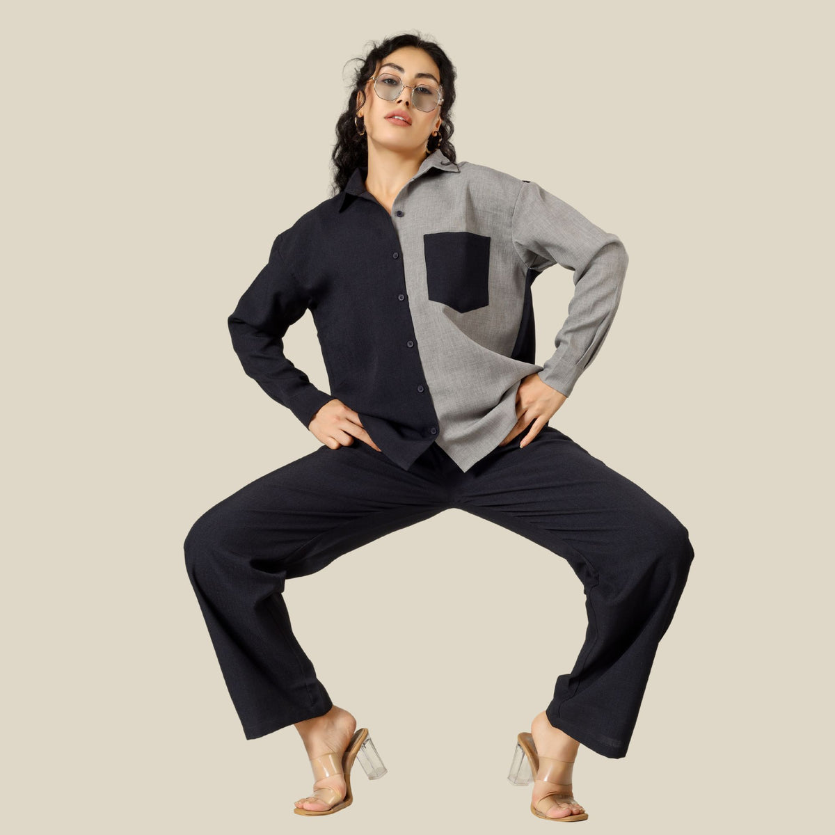 CHIC CONTRAST LINEN CO-ORD SET PACK