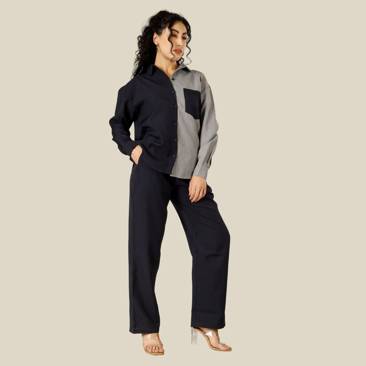 CHIC CONTRAST LINEN CO-ORD SET PACK