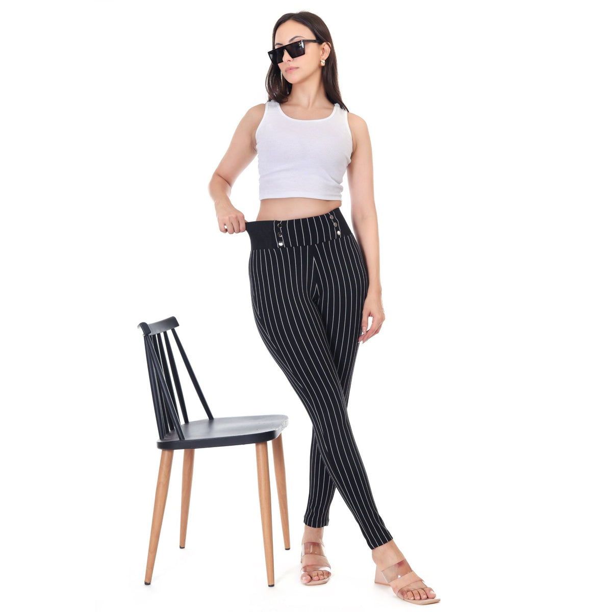 PINSTRIPPED HIGH WAIST JEGGING PACK