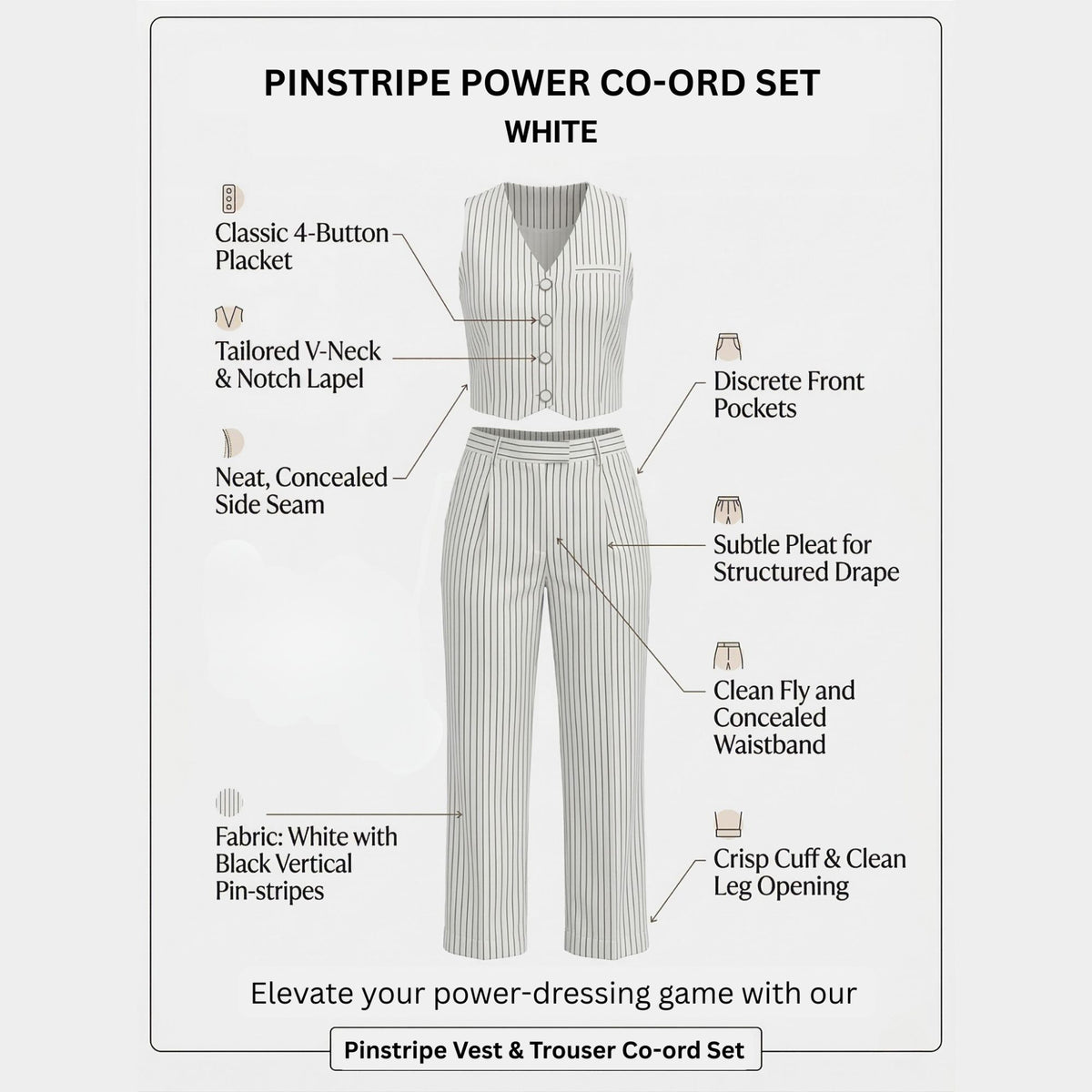 PINSTRIPE POWER CO-ORD SET PACK