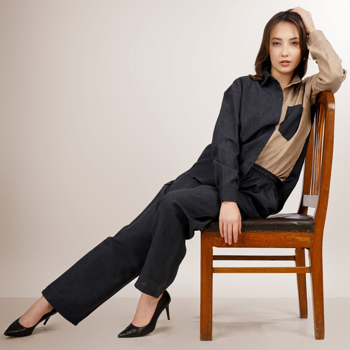 CHIC CONTRAST LINEN CO-ORD SET PACK
