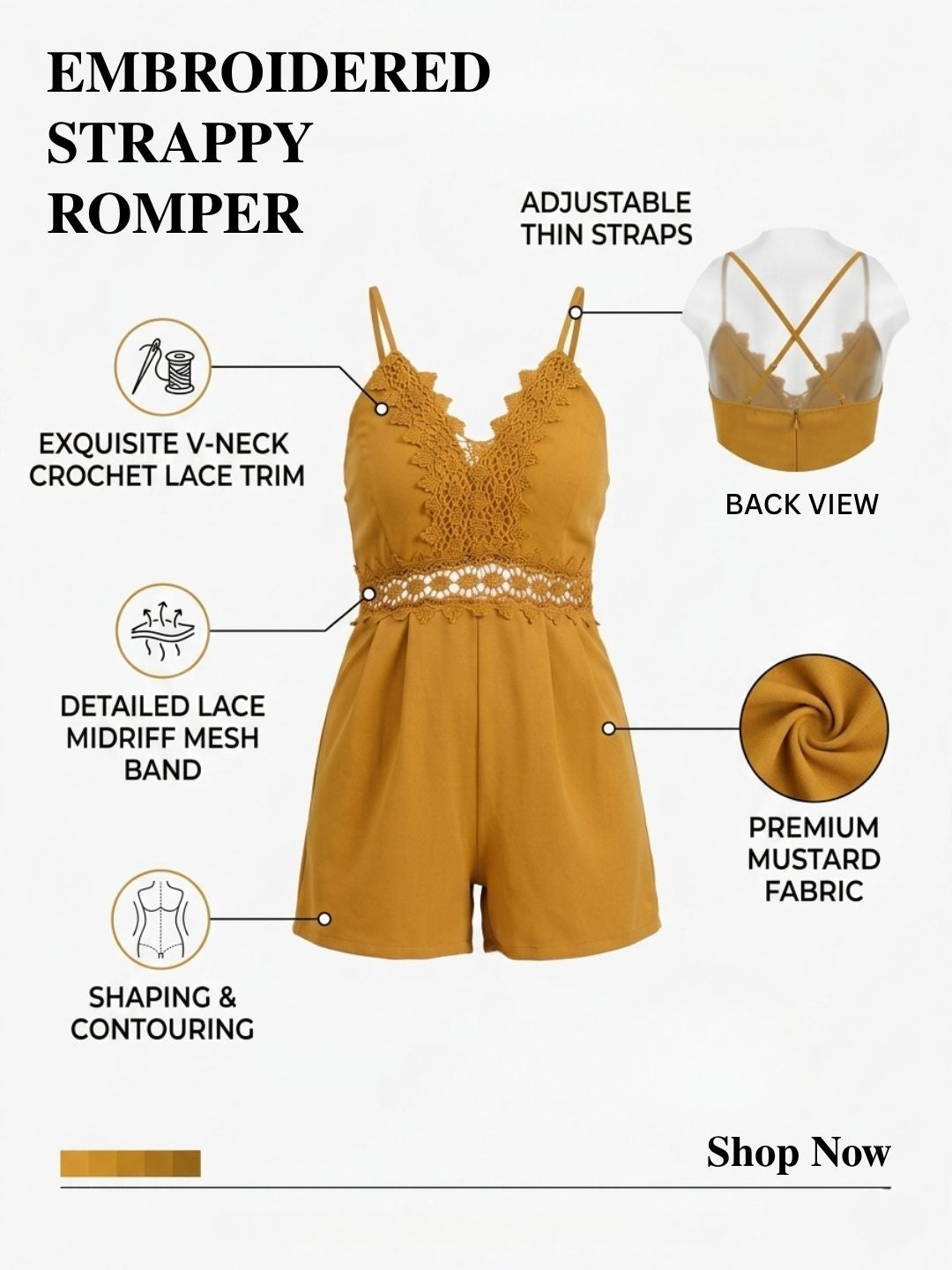 EMBROIDERED STRAPPY SHORT JUMPSUIT PACK