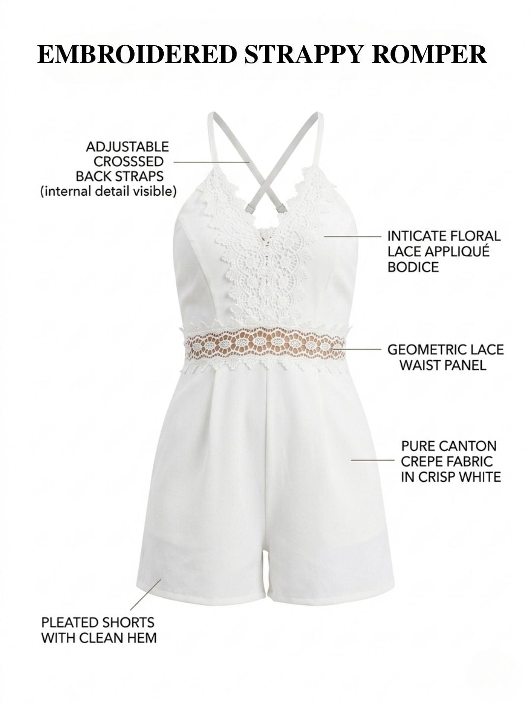 EMBROIDERED STRAPPY SHORT JUMPSUIT PACK