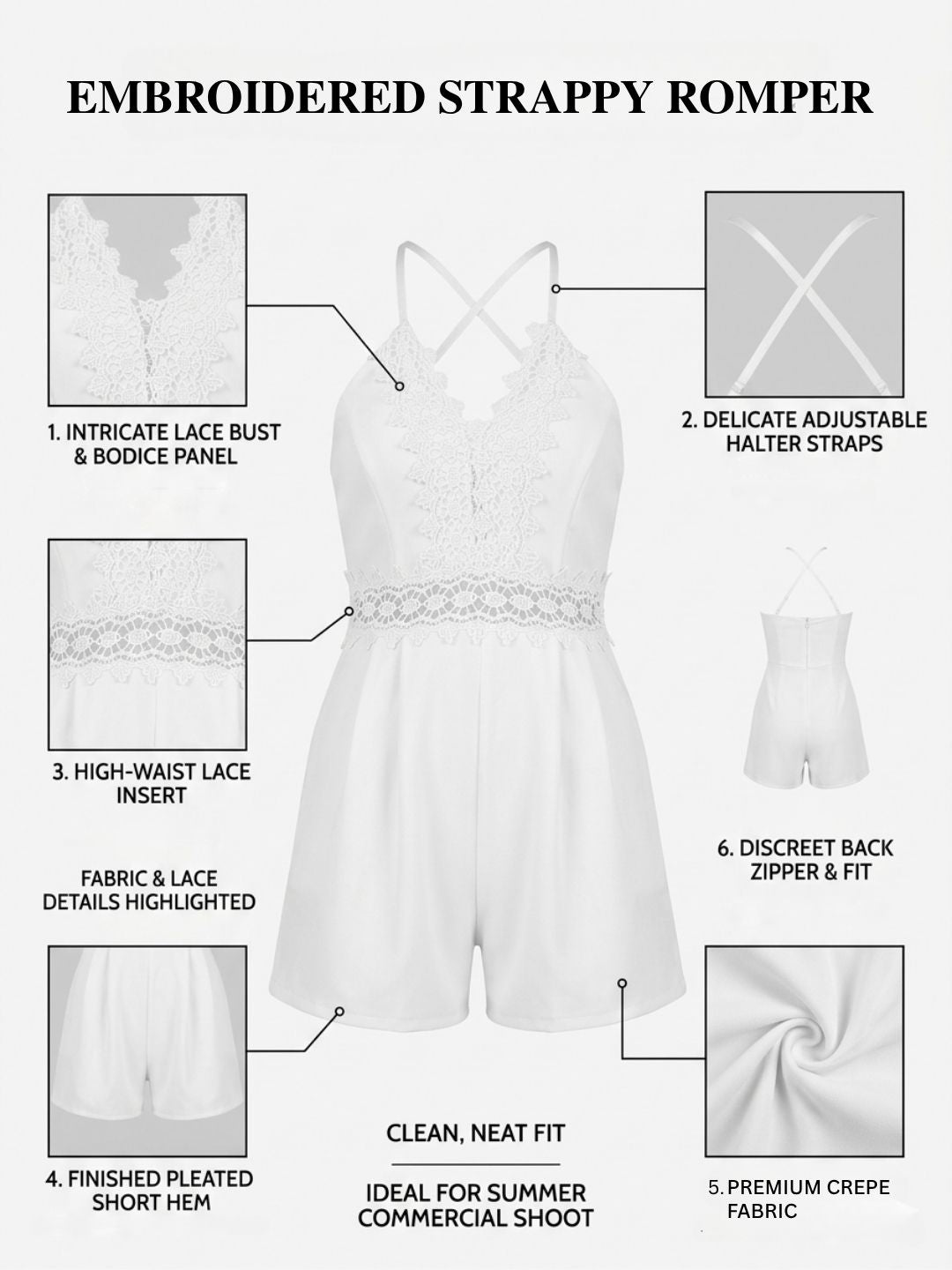 EMBROIDERED STRAPPY SHORT JUMPSUIT PACK