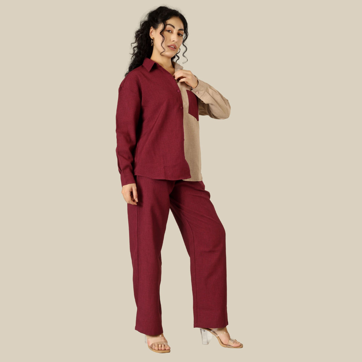 CHIC CONTRAST LINEN CO-ORD SET PACK