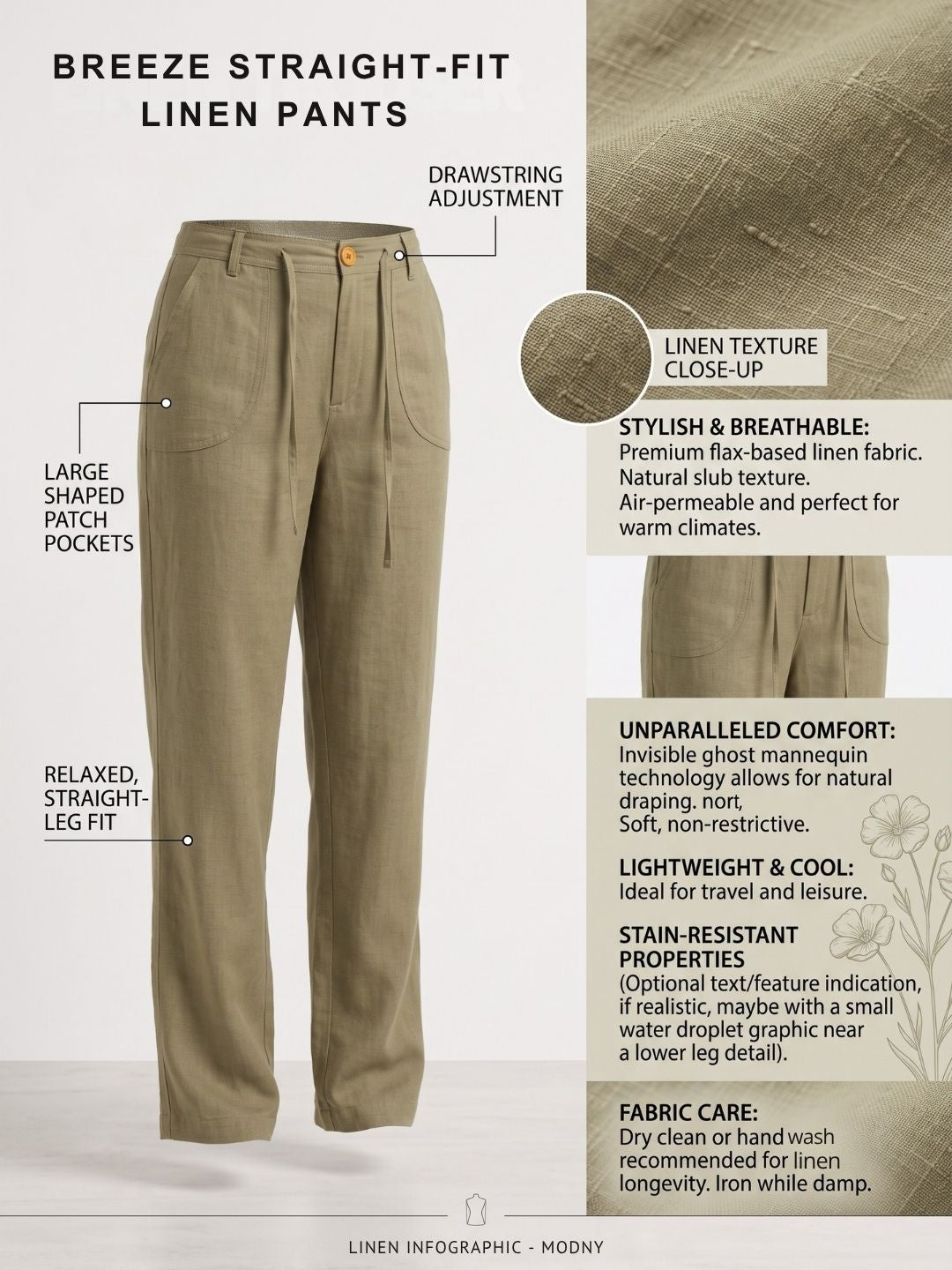 WIDE-LEG WEAVE LINEN PANTS PACK